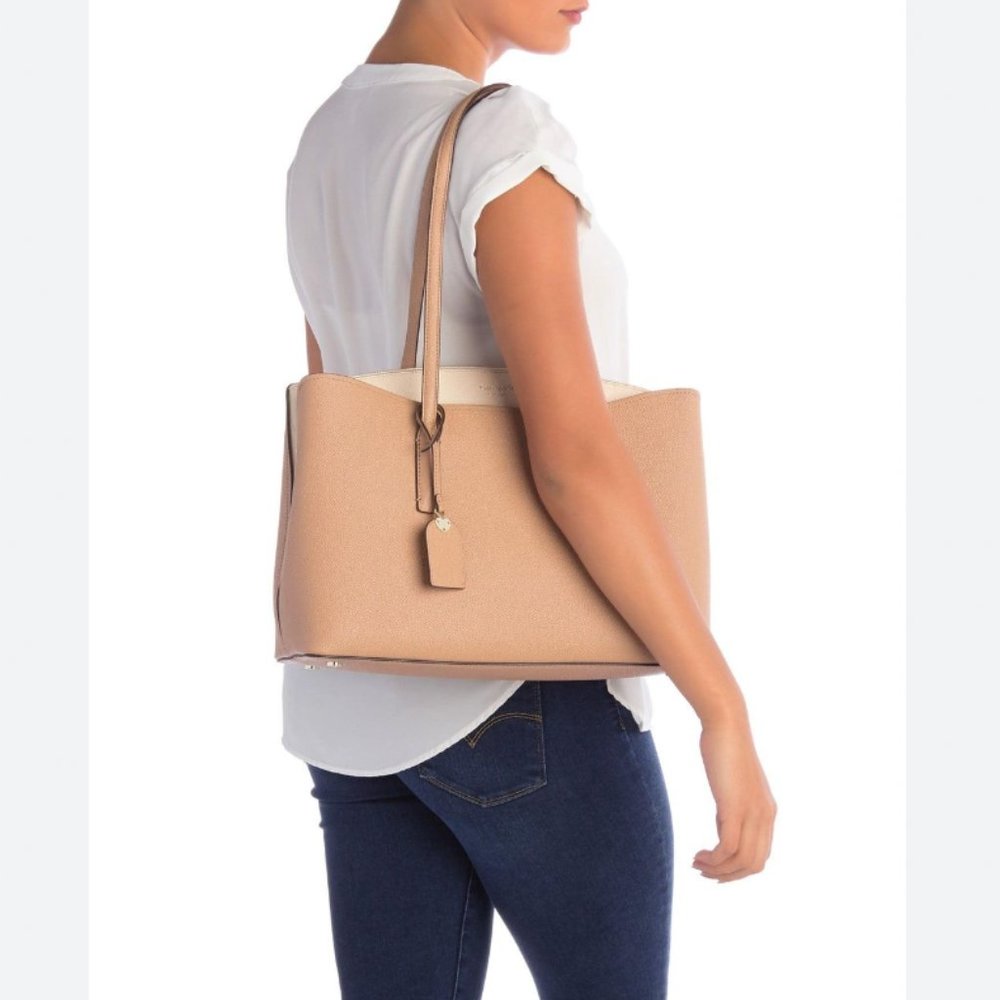 Kate Spade Margaux Large Work Tote purse bag two tone light fawn/bare beige tan